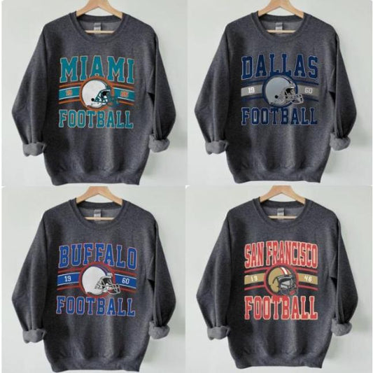 Vintage Football All Teams Words Logo Sweatshirt, Hometown Football Sport Dark Heather Color Sweatshirt, Great Sweatshirt For Sports Fans Lovers
