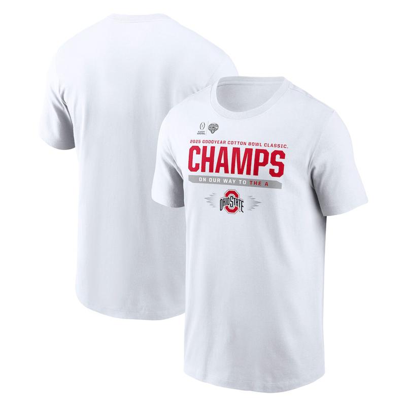 NCAA Ohio State College Football Playoff 2025 Cotton Bowl Champions Locker Room OverSize T-shirt Menswear Streetwear Tshirt Crewneck Shortsleeve