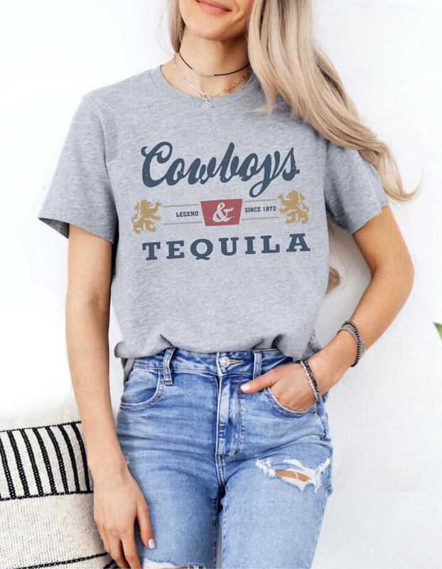 Cowboys and Tequila Unisex T-Shirt, Cowgirl And Tequila T-shirt Comfort Fabric