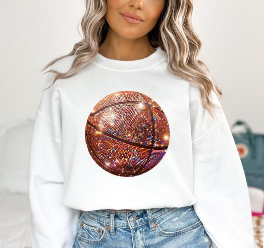 Basketball Graphic Printed Sweatshirt, Basketball Gameday Tee, Disco Basketball Sports Shirt, Basketball mama, girly, mom, Cheer Basketball season, Fu