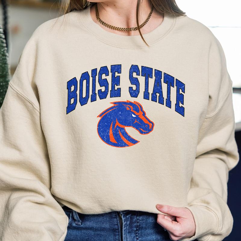 Boise State Broncos Vintage Football NCAA Trendy Sweatshirt, Boise State University Unisex Football NCAA Shirt, Gift For Men, Gift For Girls, Crewneck, Cotton, Sweaters, Pullover