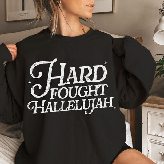 Hard Fought Hallelujah Christian Trendy Shirt, Bible Verse Tee, Jesus Apparel, Religious Gift