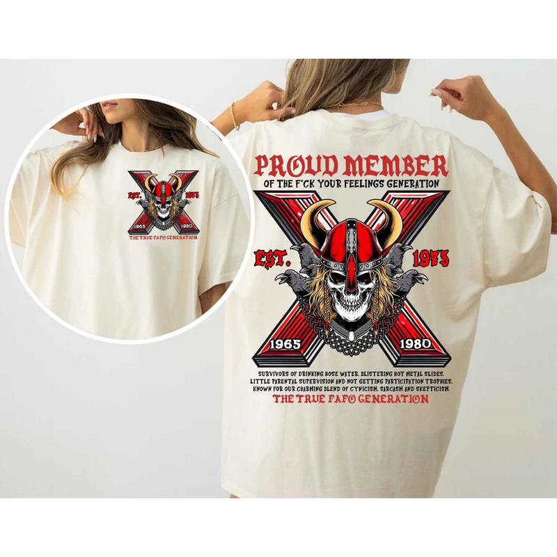 Custom Est.1973 Generation X 2 Side Shirt, Skull GenX 1965-1980 Hoodies, Vintage FAFO GenX Shirt Classic Cotton Fashion