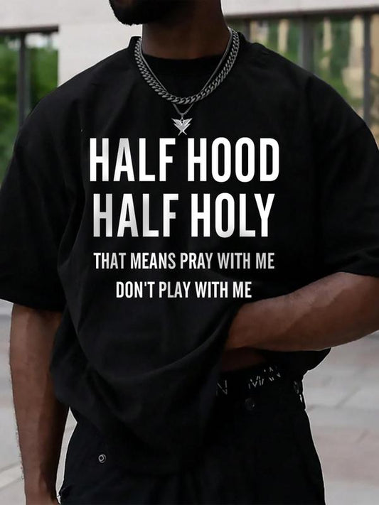 Men's Casual Letter Print Round Neck Tee, Summer Clothes, Graphic Tees,Ã‚Â Regular Fit Streetwear Short Sleeve Crew Neck T-Shirt for Daily Wear, Casual F