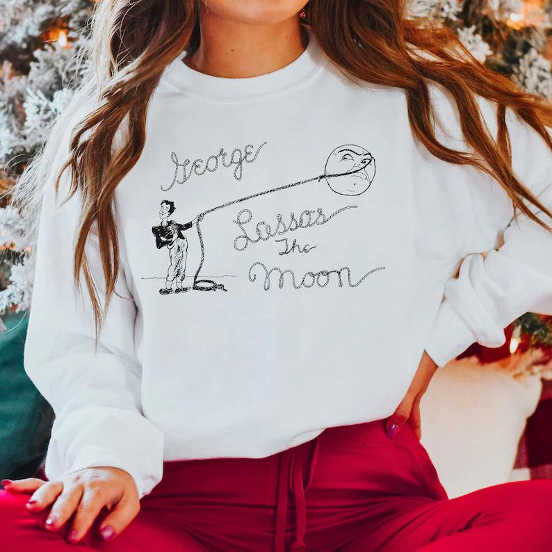 Its a Wonderful Life sweatshirt, Its a Wonderful Life Crewneck, George Lassos the Moon, Vintage Christmas, Christmas Sweatshirt
