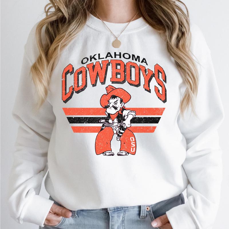 47. Oklahoma State Cowboys Vintage NCAA Sweatshirt, University Team Apparel Gift, Classic Sportswear for Football Fans