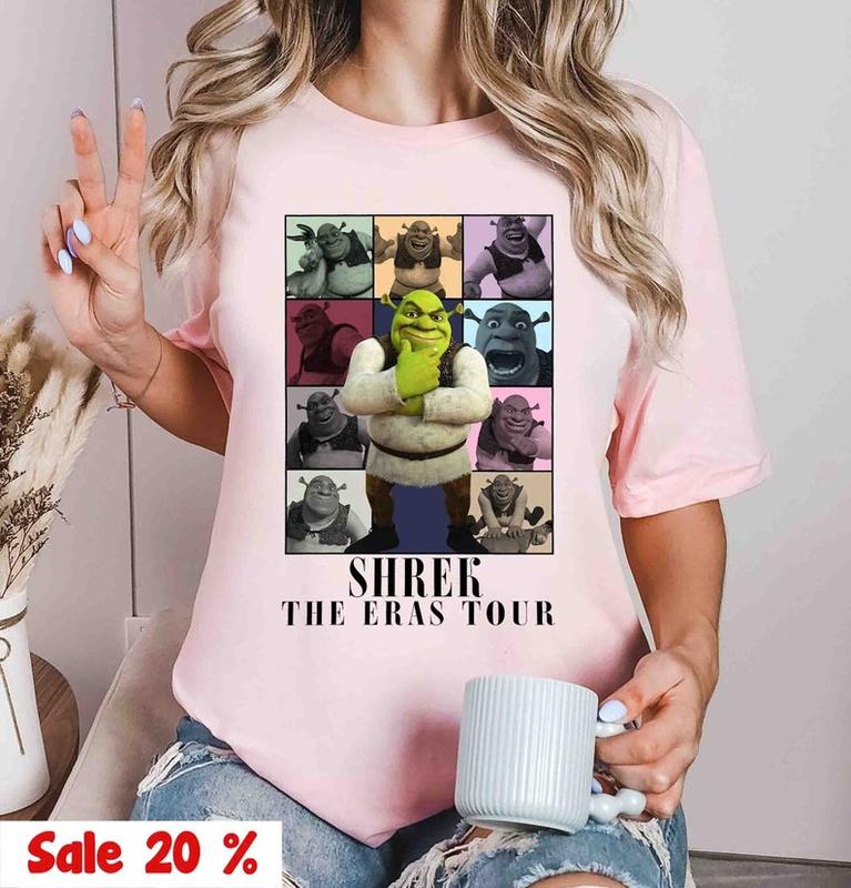 Shrek Eras Tour Funny T-Shirt, Fiona and Shrek Musical Graphic Tee, Captivating Pop Culture Gift for Meme Lovers and Unisex Trends