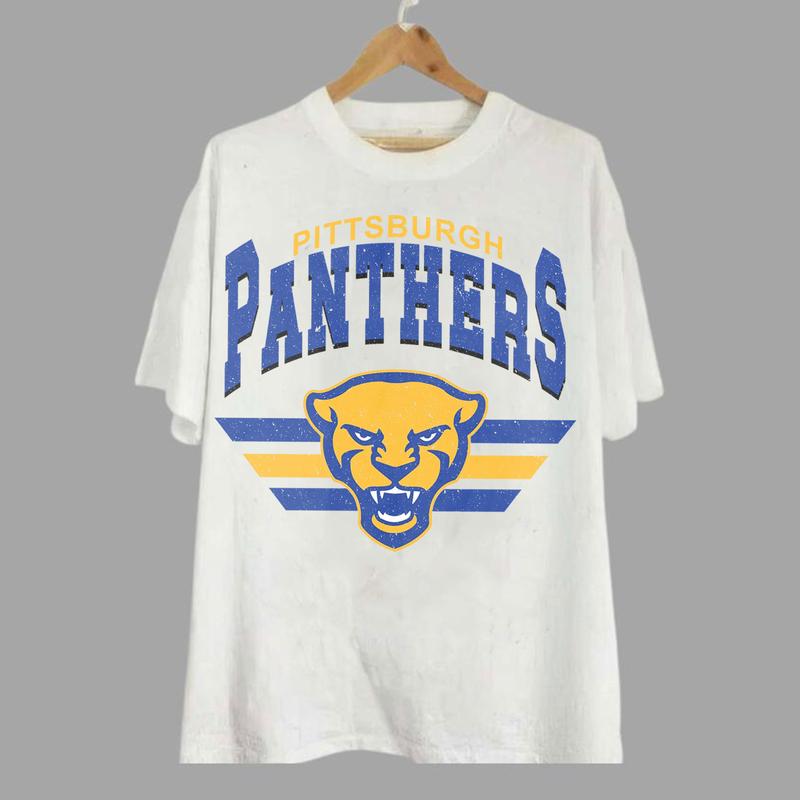 Pittsburgh Panthers Vintage NCAA Sweatshirt, Unisex Pittsburgh Football Shirt, Classic Sport Hoodie for Football Fans, Cotton, Sweatshirt, T-Shirt