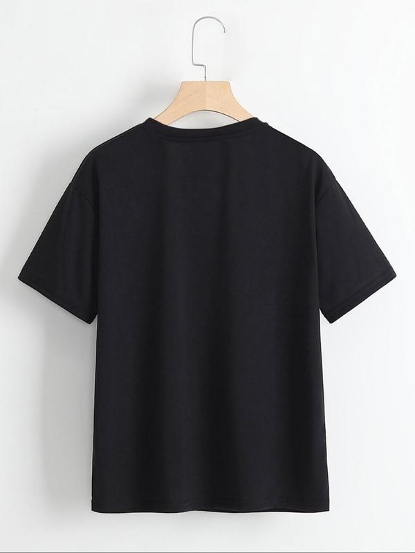 Summer Clothes, Men's Cartoon & Letter Print Round Neck Tee, Regular Fit Casual Soft Slogan Graphic Short Sleeve T-shirt for Summer,  T Shirts for Men, Graphic Tees, Men's Streetwear for Daily Wear