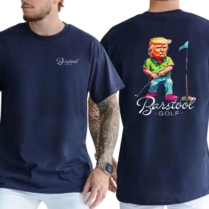 Funny Trump Golf 2-Sided Shirt, Men's Golfing Tee, 45 47 Trump T-shirt, MAGA Republican Tshirt, Unisex Golfer Tops, Classic Cotton Casual Menswear
