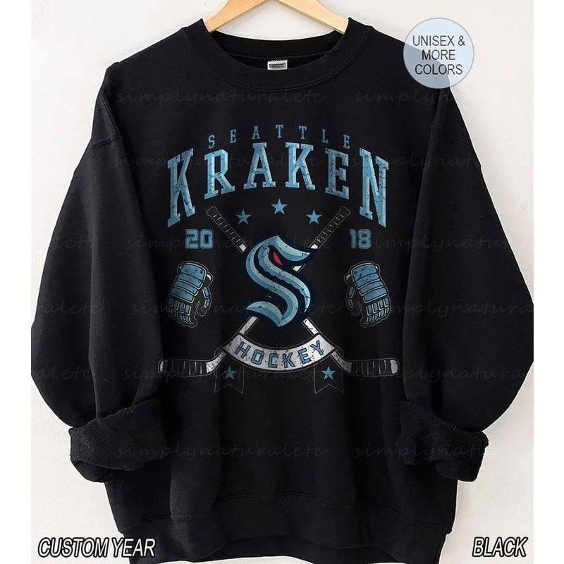 Seattle Sweatshirt Crewneck, Vintage Kraken shirt, Seattle Hockeys' Fan shirt, Hockeys' Tee, Kraken Sweatshirt