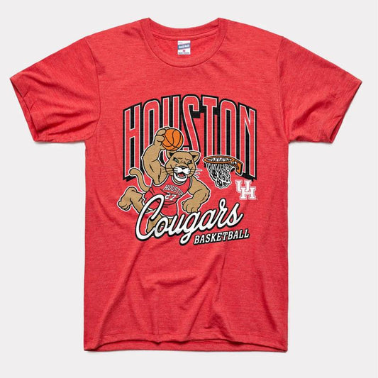 Vintage Houston Cougars Basketball Tee NCAA Menswear Top