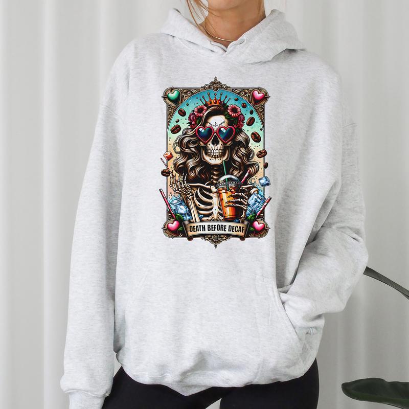 Death Before Decaf Unisex Crewneck Sweatshirt - Print is Sublimation, Christmas Crewneck, Gift Idea, Relaxed Fit, Casual Apparel