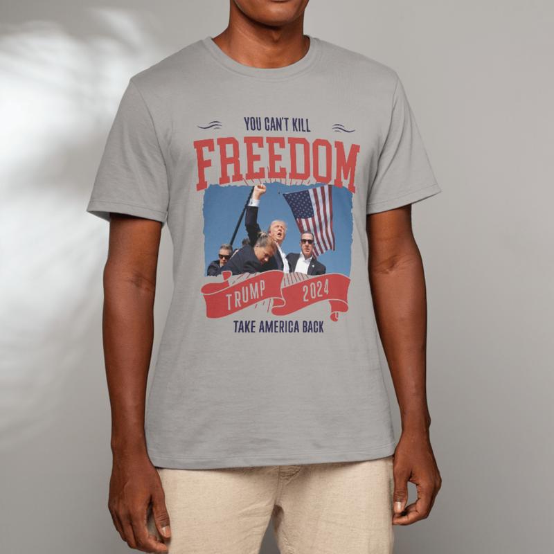 Trump You Canâ€™t Kill Freedom Trump 2024 Take America Back Rally Survived T-shirt, Trump Never Surrender Supporters Tee 2024, Stand With Trump Tshirt, Ultra MAGA Take American Back Sweater, Unisex Pro-Trump Election Hoodie, Gift For Republican TR150712
