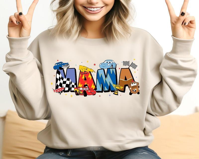 Cartoon Cars Mama Shirt, Lightning McQueenn Tow Mater Mommy Shirt, Mom T-Shirt, Mother's Day Shirt, Holiday Momma Shirt Unique Casual Design Sweatshir