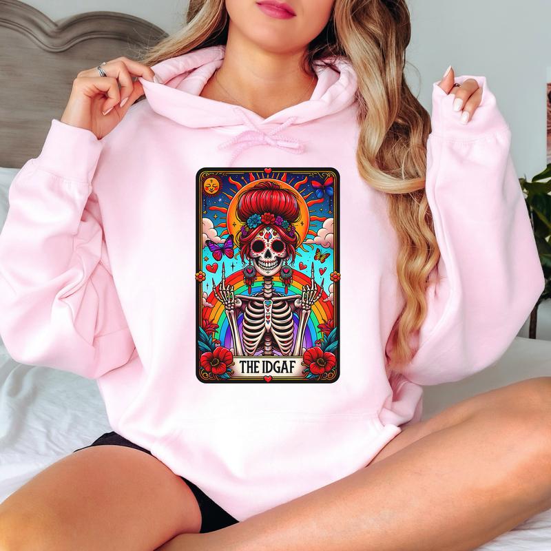 The IDGAF Tarot- Unisex Crewneck Sweatshirt - Print is Sublimation, Christmas Crewneck, Gift Idea, Relaxed Fit, Casual Apparel