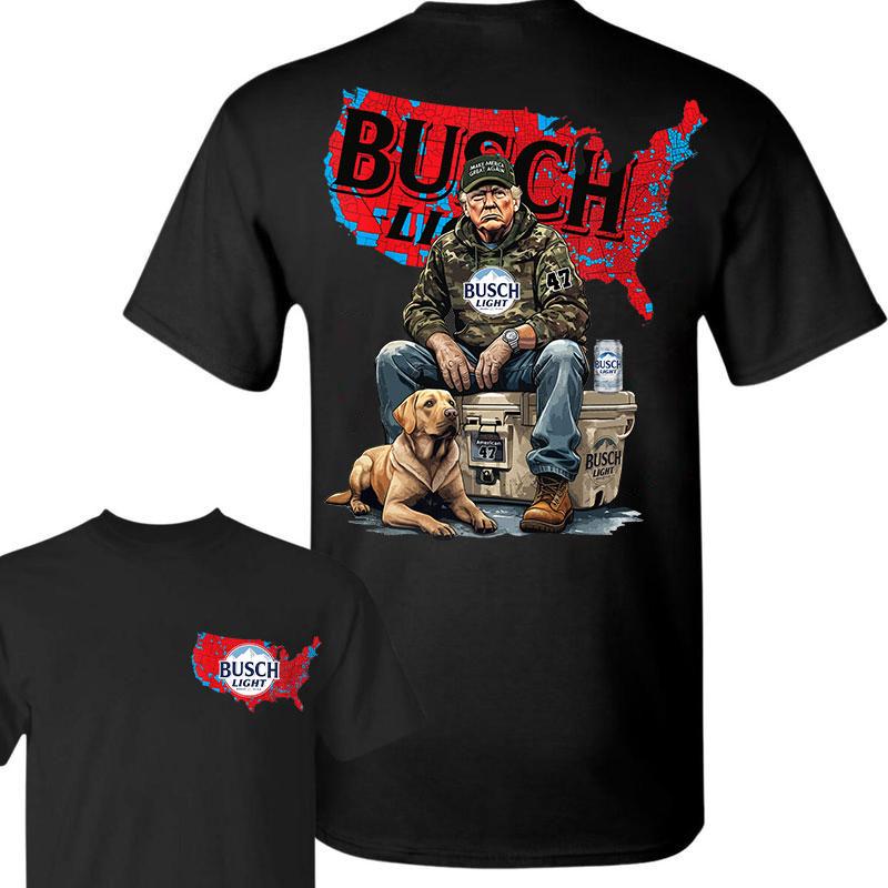 Busch Light Trump Hunting Camo Map Unisex Shirt,US Presidential Election 2024 Map Shirt, Trump won 47th president Election 2024 Shirt, Busch Light Trump With Local Boy Cotton hoodie