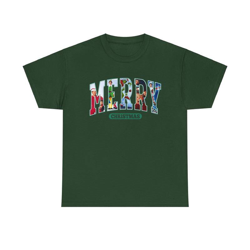 Merry Christmas Unisex Heavy Cotton Tee - Santa Claus Shirt - Elf Shirt - Home Alone - National Lampoon's Christmas Vacation - Christmas Movie Shirt -