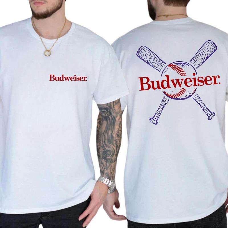 Budweiser cross bats casual fit t-shirt, trending summer 2024 tee, sustainable fashion tee