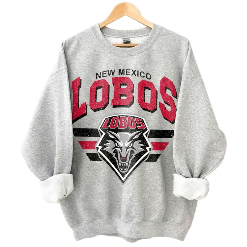 New Mexico Lobos Vintage NCAA Sweatshirt, University Football Shirt, Classic Gift for Fans, Men, Women, Unisex Cotton Comfort, Vintage Style
