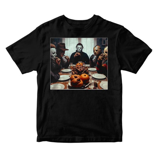 Horror Dinner Graphic T-Shirt - Heavy Cotton Gildan Tee for Men & Women | Perfect for Spooky Season Casual Classic