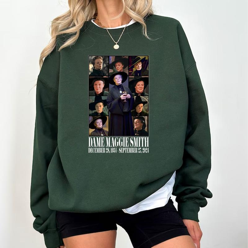 HP Rest In Peace McGonagall Professor Unisex Sweatshirt Hoodie Shirt Cotton Relaxed Fit, Dame Maggie Smith T-Shirt, Harry Tee