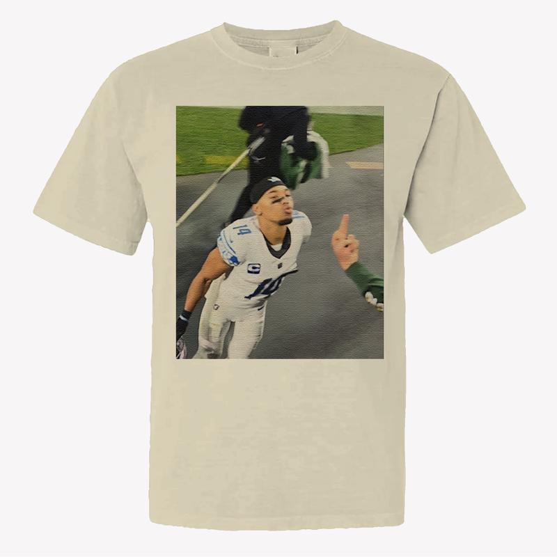 Detroit Football Amon-Ra St Brown Kiss Meme Unisex T-Shirt, Detroit Fan Tee, Funny Football Shirt, Gildan Full Size Color