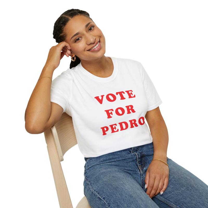 Vote For Pedro Unisex Softstyle T Shirt - Napoleon Dynamite Shirt - Movie Shirt - Funny Shirt - Joke Shirt - Talent Show Shirt - Gift for Men and Women