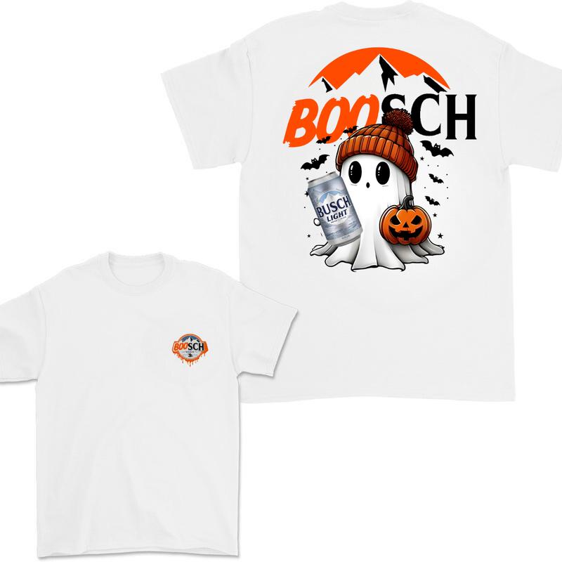 Boosh Light Cute Boo Ghost Halloween 2 Sided T-Shirt, Busch Light Halloween Shirt For Men And Women, Halloween Cute Ghost Trendy Shirt