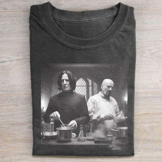 Vintage Walter White and Severus Snape Cooking Graphic Tee, Breaking Bad Movie Shirt, Harry Potter Movie Shirt, Funny Graphic Tee, Movie Parody Tshirt