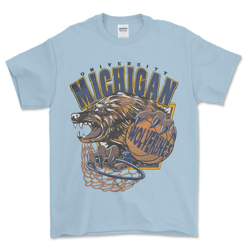 Michigan Wolverines Men's Basketball T-Shirt, graphic vintage sports tees for men