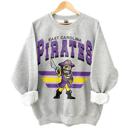 East Carolina Pirates Vintage NCAA Sweatshirt, University Football Shirt, Classic Gift for Fans, Men, Women, Unisex Cotton T-Shirt, Vintage Style
