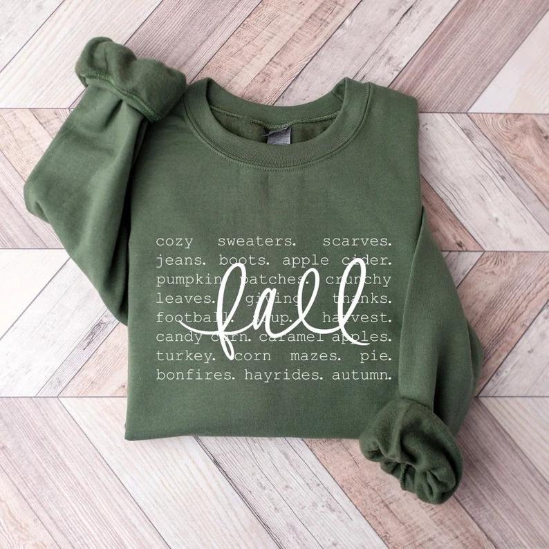 Fall Words Sweatshirt, Fall Sweatshirt for Women, Hello Fall Crewneck, Autumn Sweatshirt, Fall Graphic