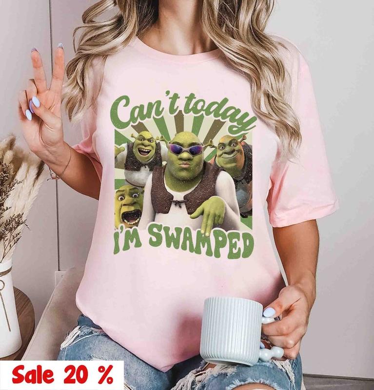 Vintage Can't Today I'm Swamped Tee, Shrek Meme T-Shirt for Humor Lovers, Trendy Relaxed Gift Outfit, Must Have Unisex Graphic Apparel
