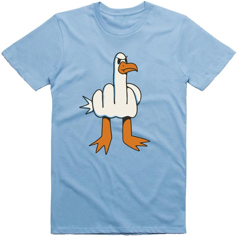 Mens Funny T-Shirt Rude Seagull Design - Regular Fit 100% Cotton Tee with Humorous Appeal for Unisex Fashion