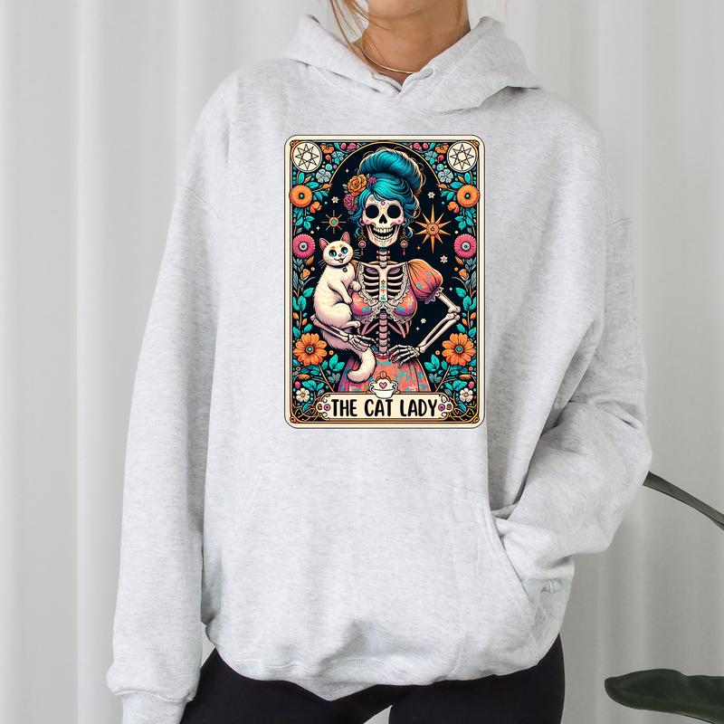 The Cat Lady - Unisex Crewneck Sweatshirt - Print is Sublimation, Tarot, Gift Idea, Relaxed Fit, Casual Apparel