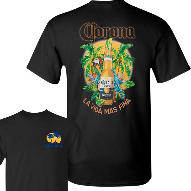 Corona Extra Beer, Corona Extra Bottle 2 sides T-Shirt, For Men, For Women,  Casual Graphic Round Neck T-shirt for Summer, Fashion Men's Top for Daily Wear