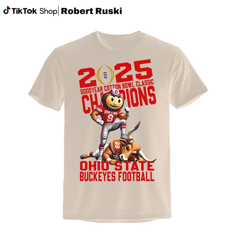 Ohio Defeat Texas Mascot Goodyear Cotton Bowl Classic Champions Bowl Games Season 2024-2025 Shirts, Shirt For Buckeye Fan