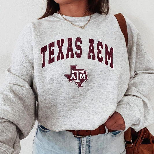 Texas A&M Aggies Vintage Football NCAA Trendy Sweatshirt, Texas A&M University Unisex Football NCAA Shirt, Gift For Men, Gift For Girls, Crewneck, Cot