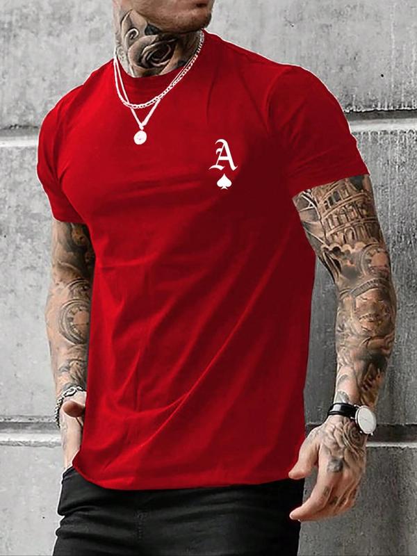 Men's Letter Print Round Neck Tee, Regular Fit Casual Streetwear Short Sleeve T-shirt, Graphic Tees,Ã‚Â Men's Summer Clothes Top for Daily Wear