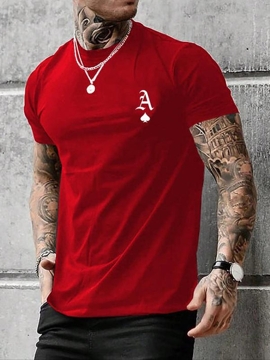 Men's Letter Print Round Neck Tee, Regular Fit Casual Streetwear Short Sleeve T-shirt, Graphic Tees,Ã‚Â Men's Summer Clothes Top for Daily Wear