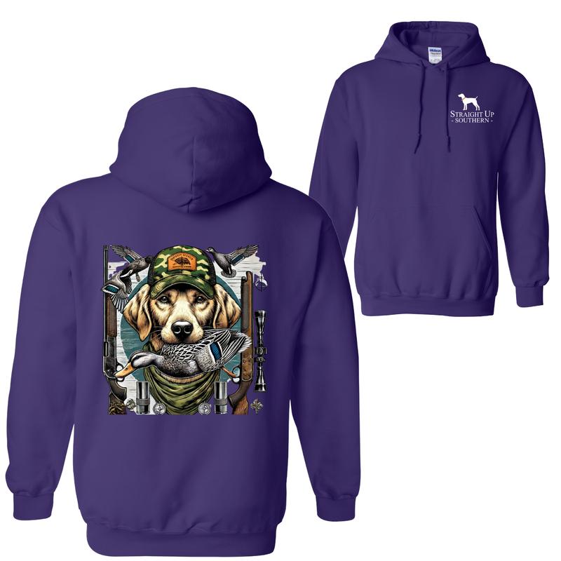 Straight Up Southern Duck Hunting Sweatshirt, - Camo DRG Hunting Dog Graphic for Outdoor Enthusiasts, Cozy and Durable Pullover for Adventure Hoodie