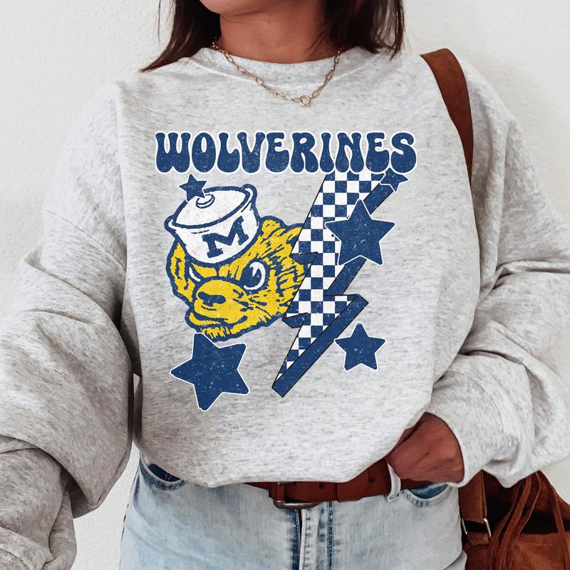 Michigan Wolverines Seminoles Vintage Football NCAA Sweatshirt, University of Michigan Vintage Sweatshirt, Unisex Vintage Sweatshirt NCAA, Classic Spo