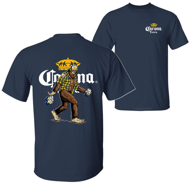 Bigfoot Corona Extra T-shirt, Corona Extra Shirt, 2 Sided Graphic Printed Unisex Classic Comfort Cotton T-Shirts for Men for Women Menswear Top