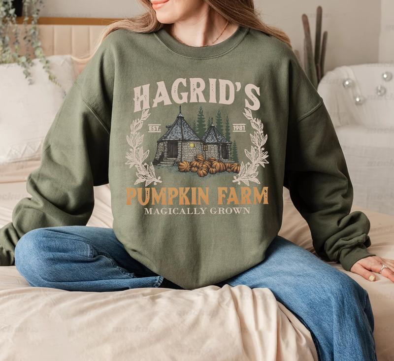 Hagrid's Pumpkin Patch Sweatshirt - Tshirt - Hoodie, Vintage Fall Shirt, Retro Halloween Shirt, Wizard Halloween Shirt Casual Collar Comfort Cotton
