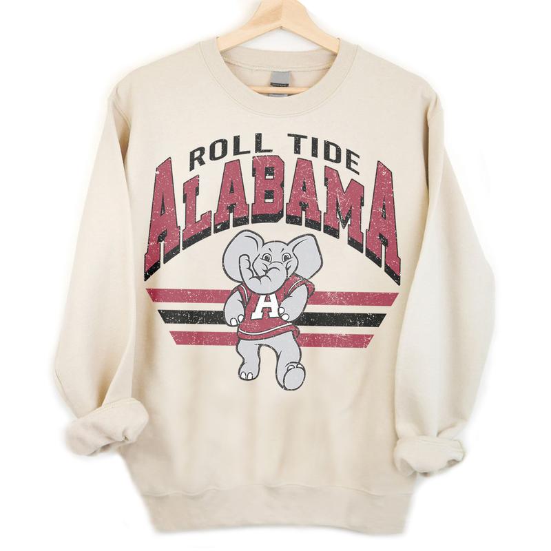 Alabama Crimson Tide Vintage NCAA Sweatshirt, Unisex Alabama Football Shirt, Classic Sport Hoodie, Football Fans Gift, Cotton T-Shirt, Hoodie