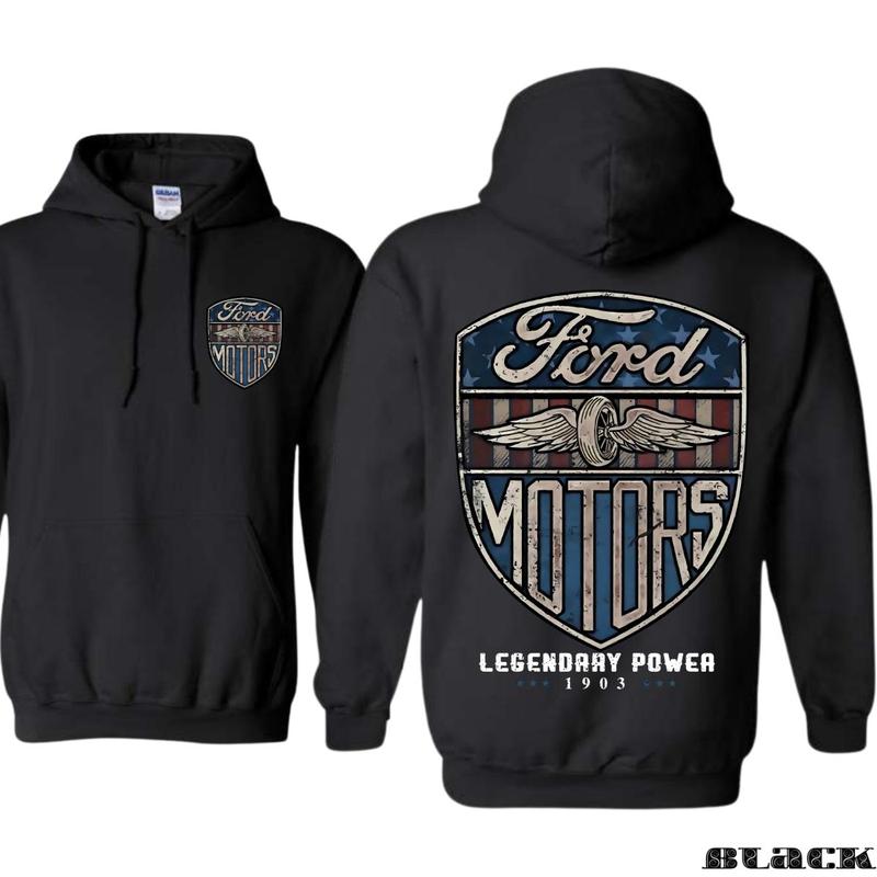 Ford T-shirt With Legendary Power Hoodie, Unisex Clothing Choices, Choose Your Color, Styles For Every Taste, Classic Cotton, Menswear Unisex
