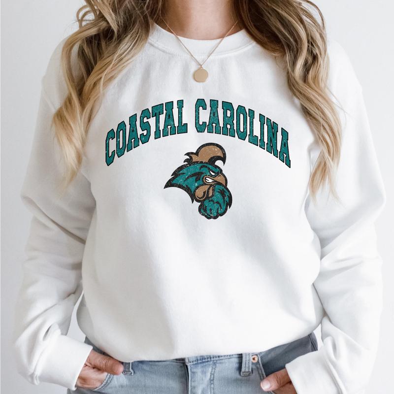 Coastal Carolina Chanticleers Vintage Football NCAA Trendy Sweatshirt, Coastal Carolina University Unisex Football NCAA Shirt, Gift For Men, Gift For Girls, Crewneck, Cotton, Sweaters, Pullover