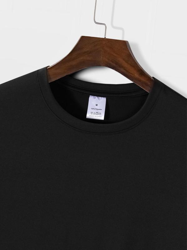 Men's Regular Fit Letter Print Round Neck Tee, Summer Clothes, Casual Short Sleeve Crew Neck T-shirt for Summer, T-shirt Graphic Tee, Men's Top for Daily Wear, Men's T Shirts