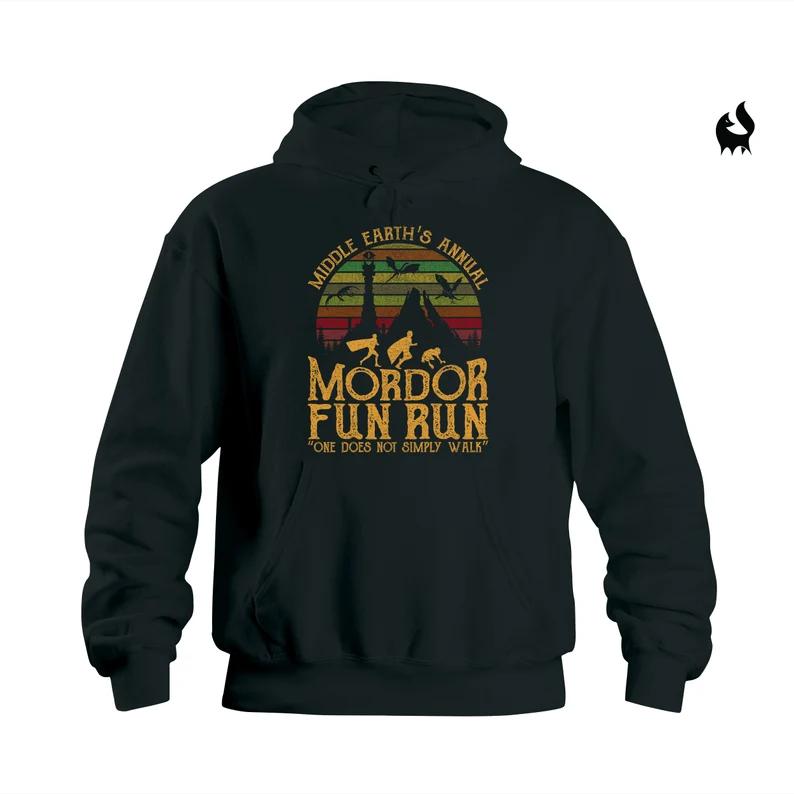 Middle Earth's Annual Mordor Fun Run One Does Not Simply Walk Shirts, Hobbit LOTR Sunset Vintage Shirt